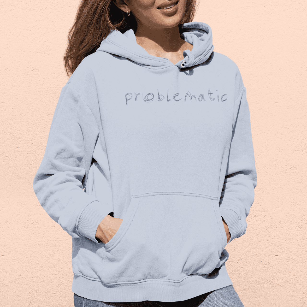 "Problematic" - hoodie in powder mockup - fthis