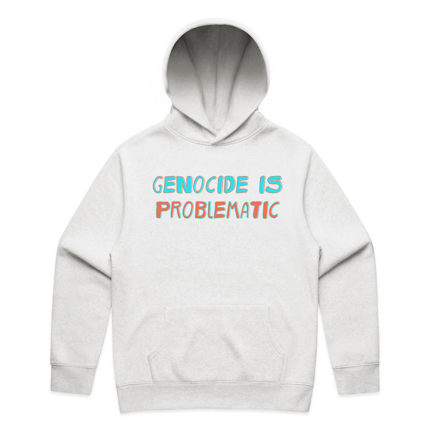 genocide is problematic hoodie - unisex - white marle - fthis