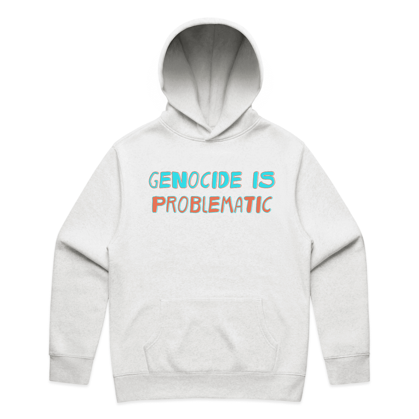 genocide is problematic hoodie - unisex - white marle - fthis