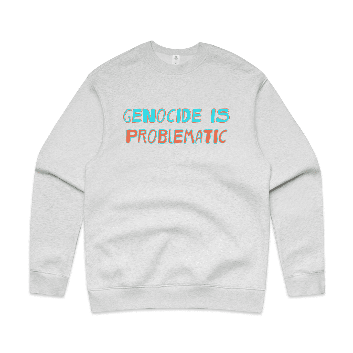 genocide is problematic sweater - unisex - white marle - fthis