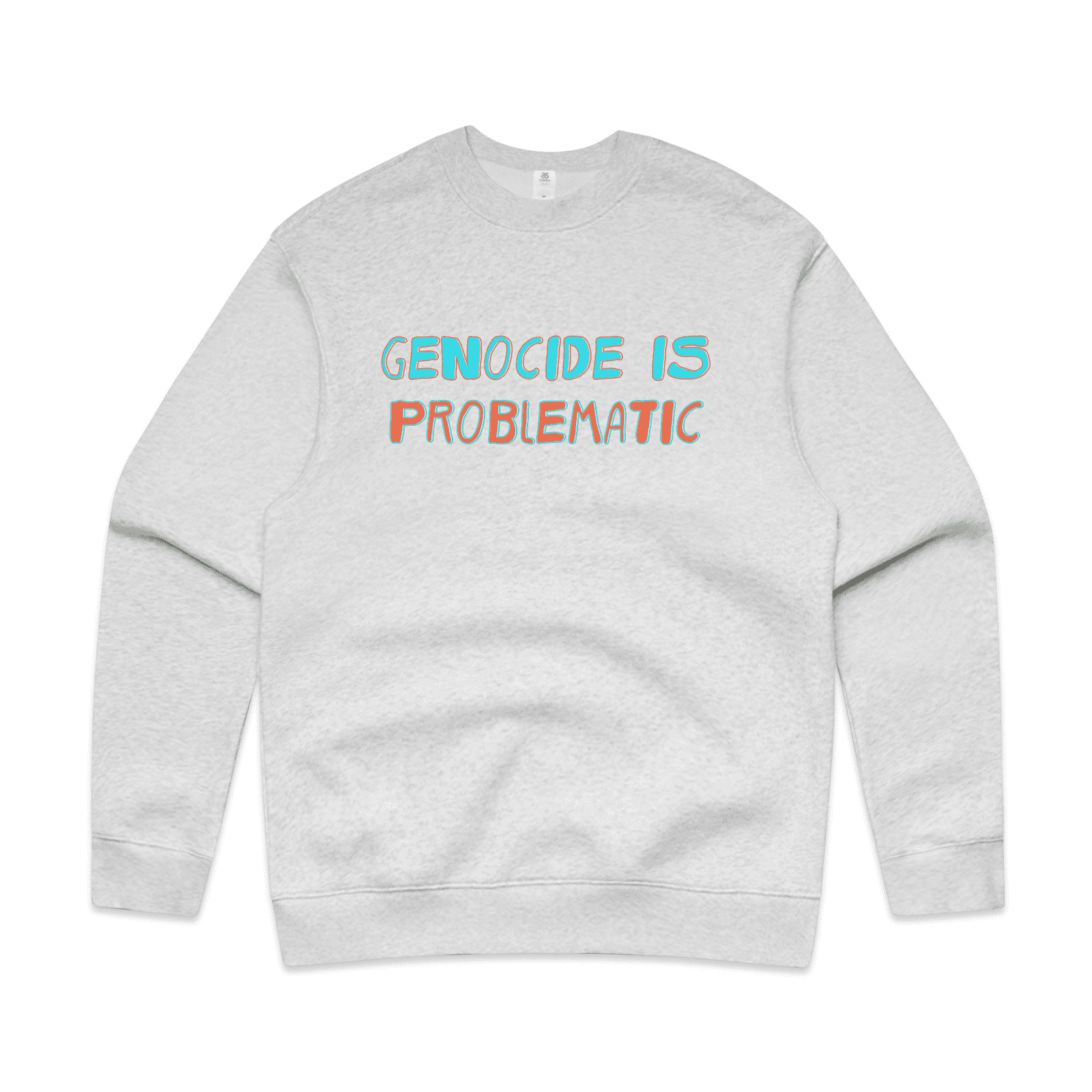 genocide is problematic sweater - unisex - white marle - fthis