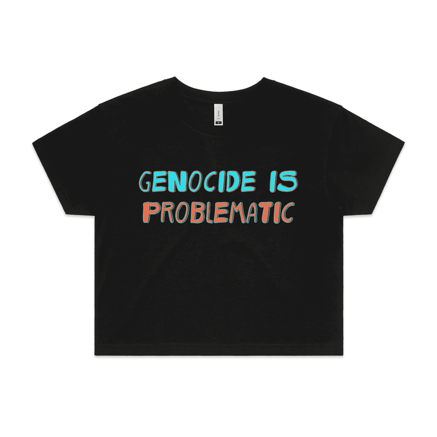 genocide is problematic crop t-shirt - black - fthis
