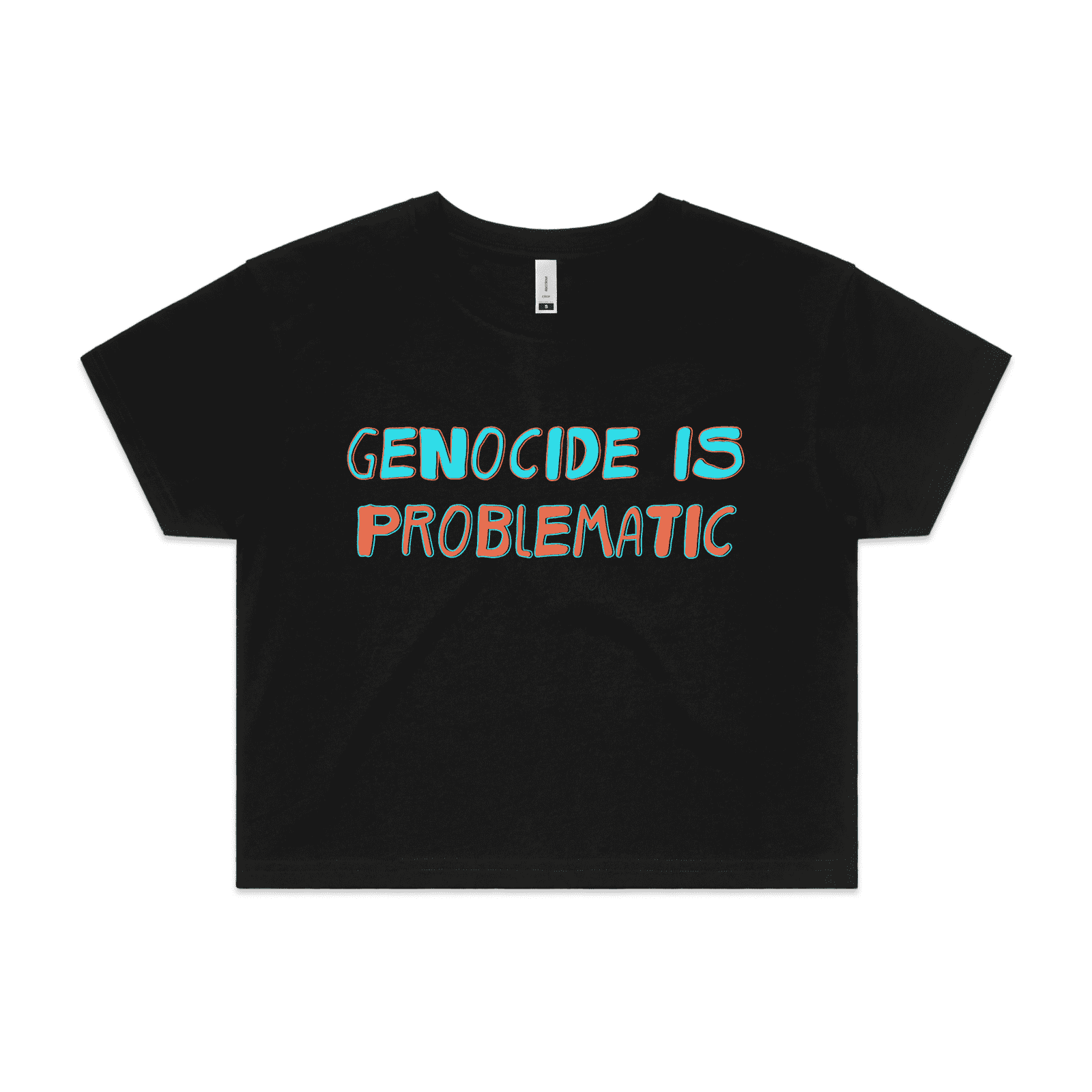 genocide is problematic crop t-shirt - black - fthis