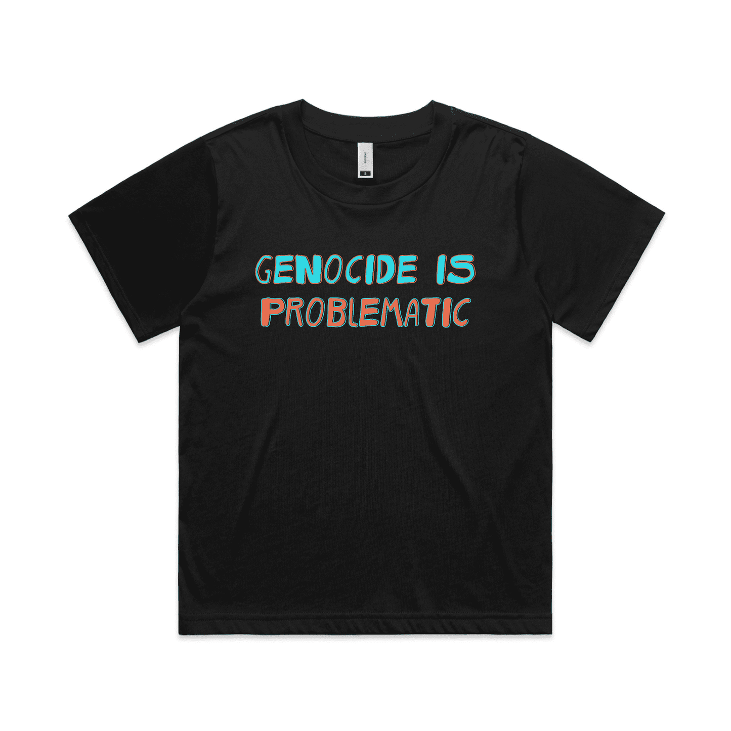 genocide is problematic boxy t-shirt - womens - black - fthis
