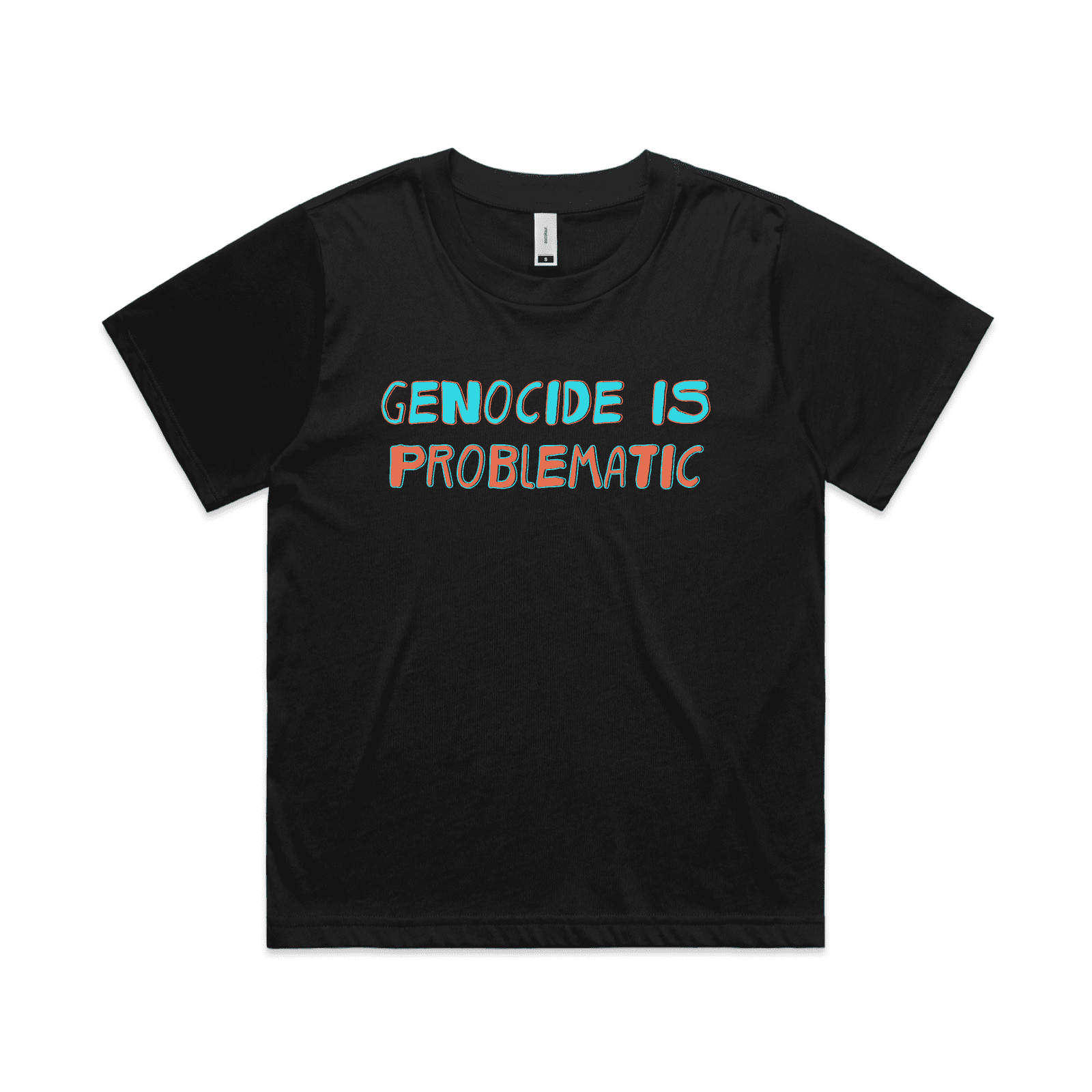 genocide is problematic boxy t-shirt - womens - black - fthis