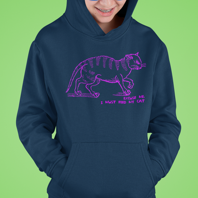 I must feed my cat | vintage design kids hoodie