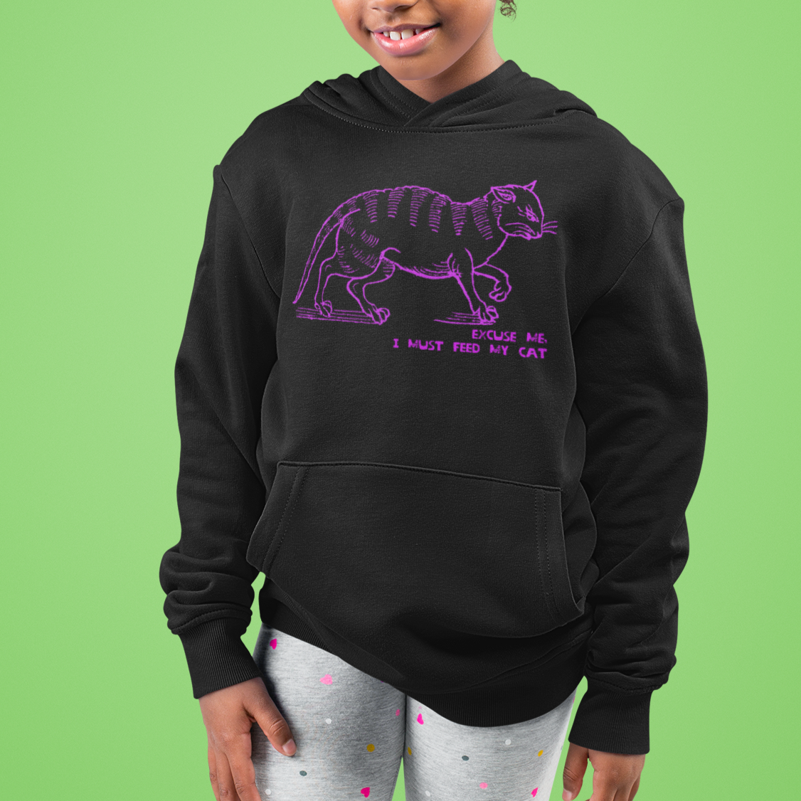 I must feed my cat | vintage design kids hoodie