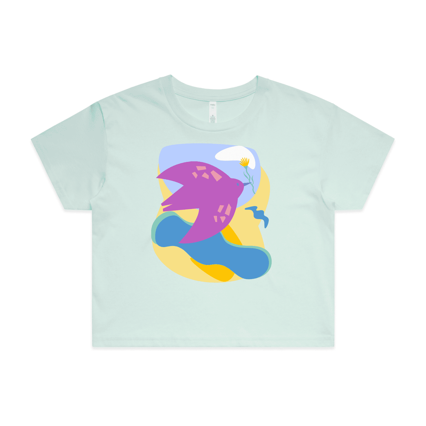 "River to the sea - peace" - crop t-shirt in seafoam - fthis