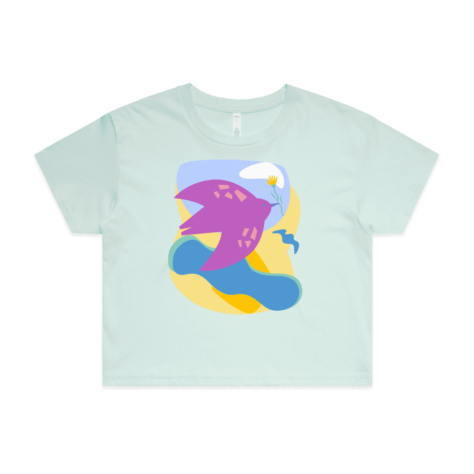 "River to the sea - peace" - crop t-shirt in seafoam - fthis