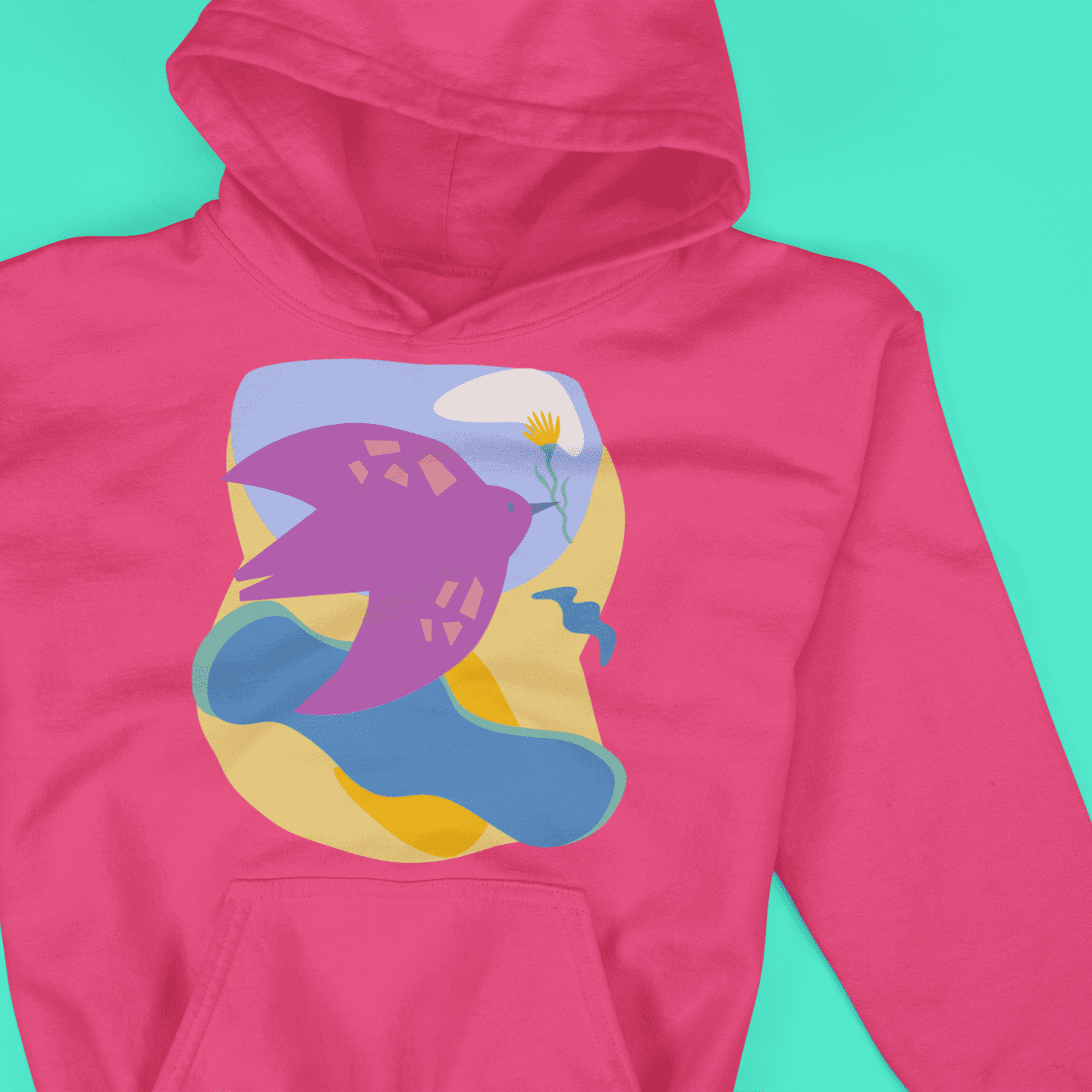river to the sea graphic hoodie - womens - pink mock up - fthis