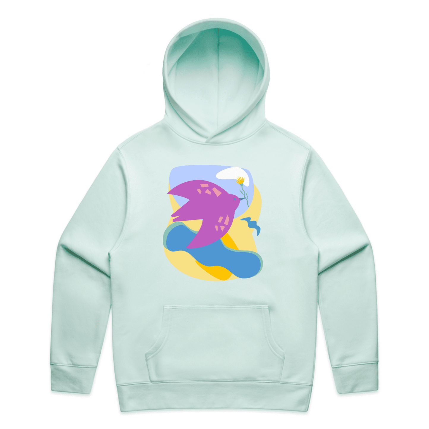 "River to the sea - peace" hoodie - mens - on AS Colour Relax - seafoam - fthis