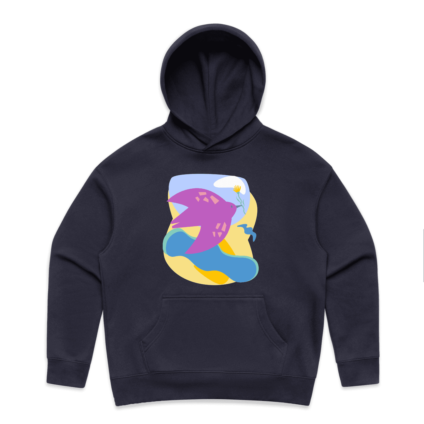 "River to the sea - peace" hoodie - woman - on AS Colour Relax - ink-blue - fthis