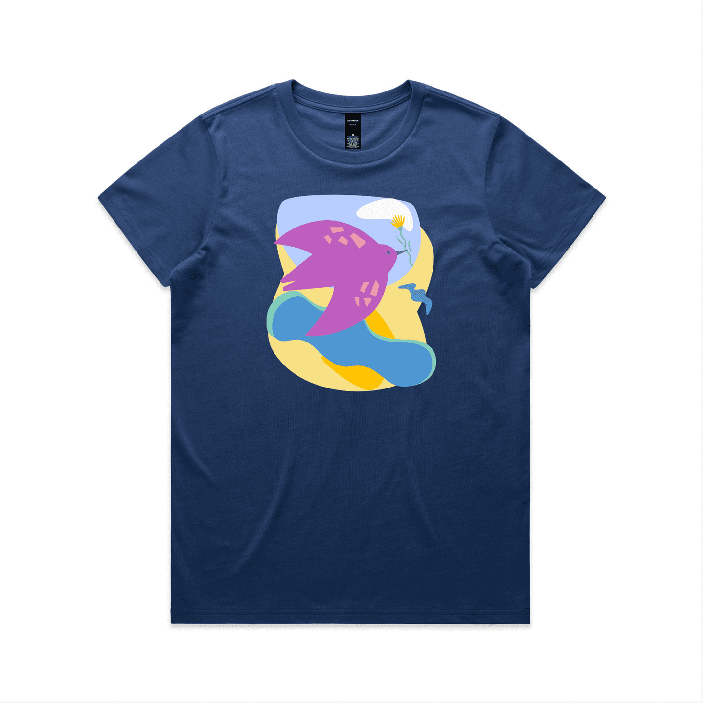 "River to the sea - peace" - woman's t-shirt in cobalt - fthis