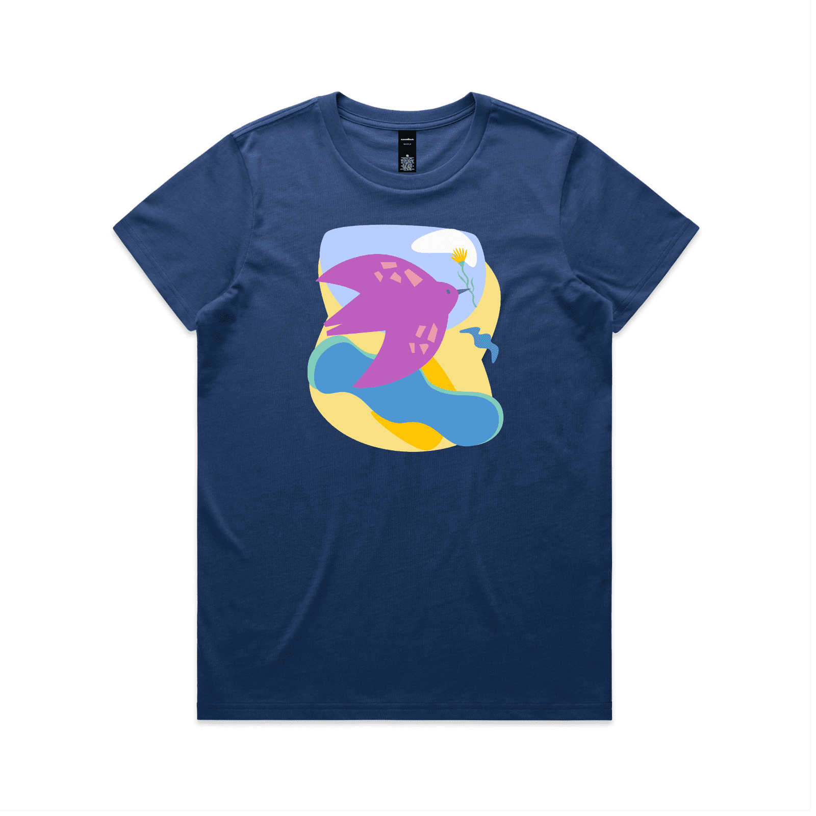"River to the sea - peace" - woman's t-shirt in cobalt - fthis