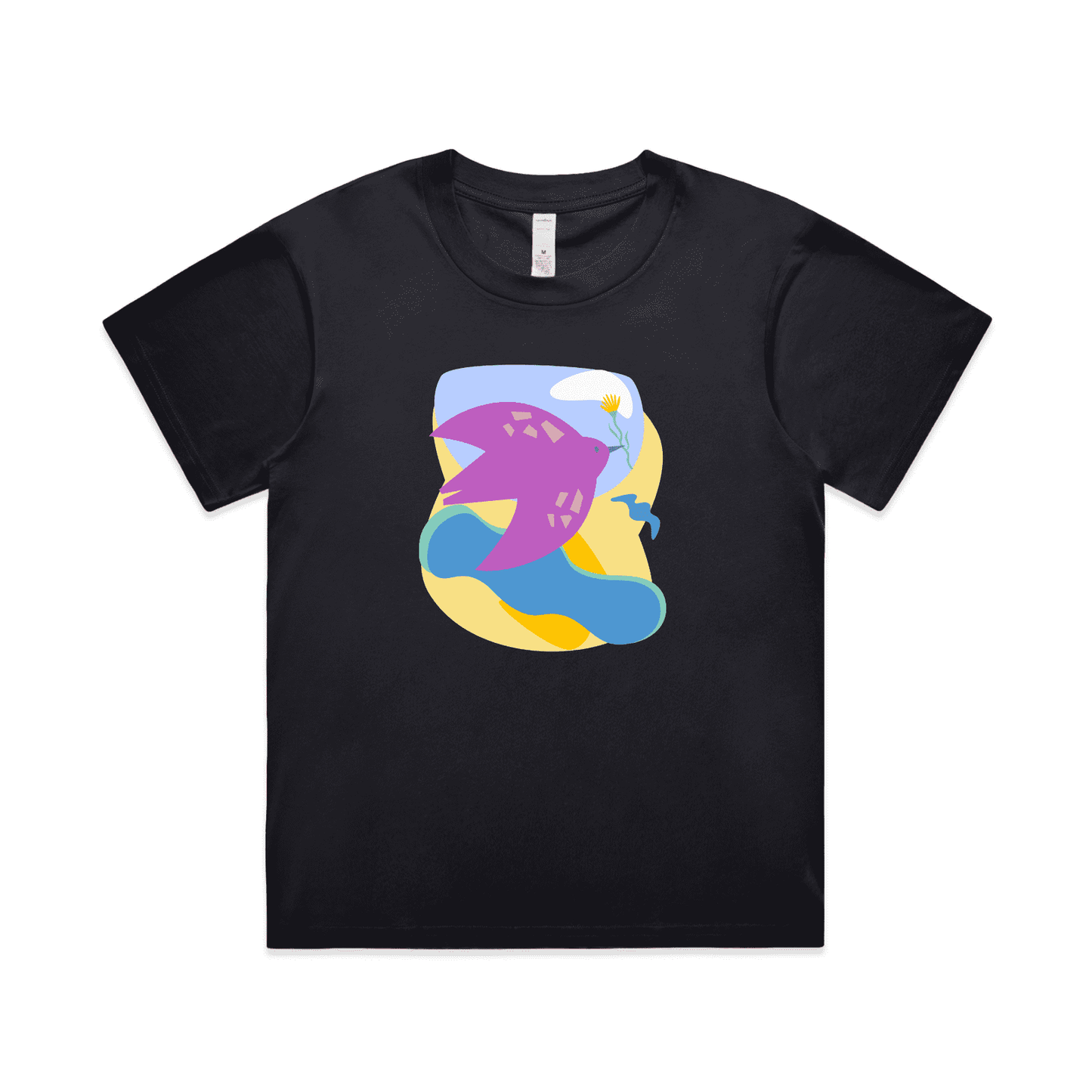 "River to the sea - peace" - boxy women's t-shirt in ink blue - fthis