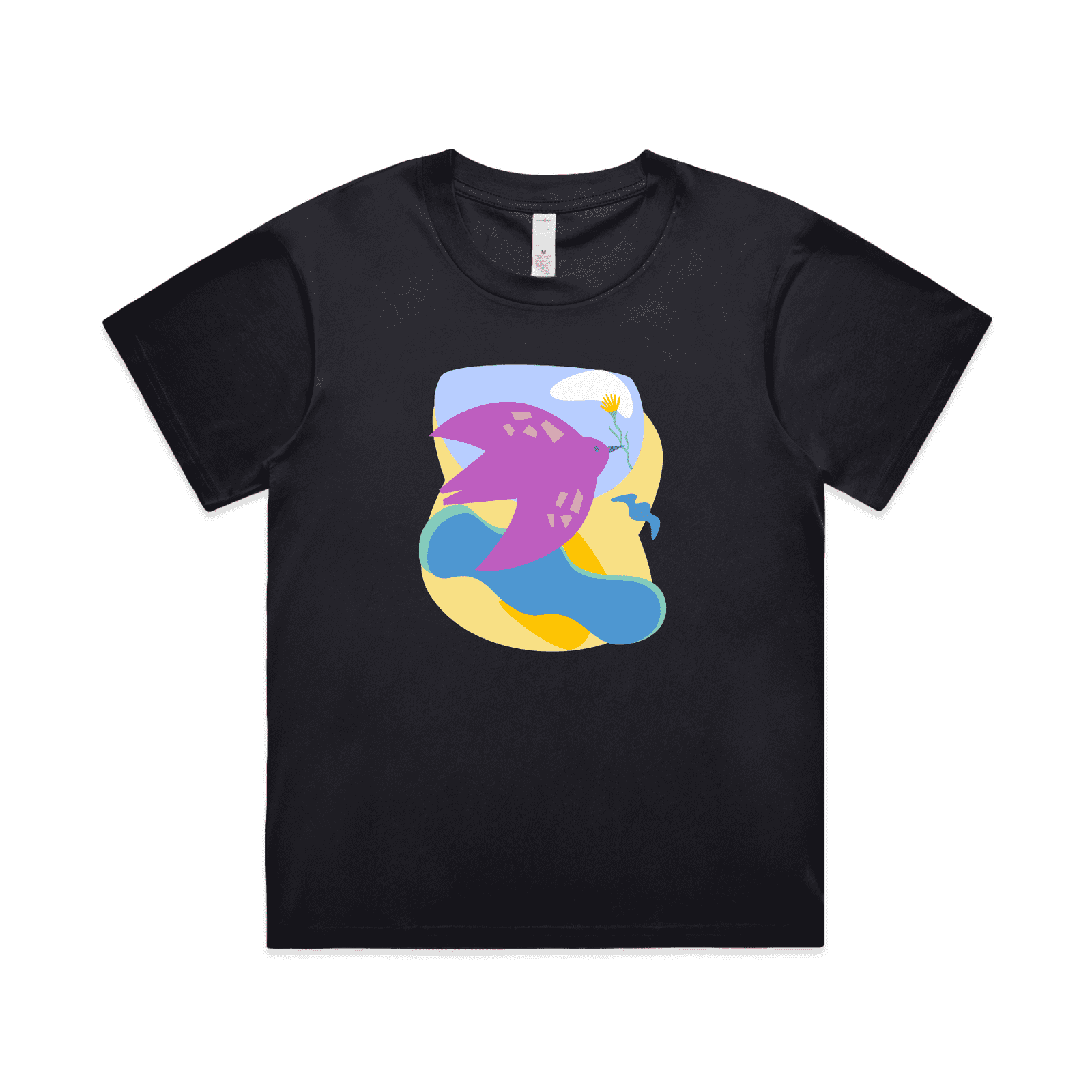 "River to the sea - peace" - boxy women's t-shirt in ink blue - fthis