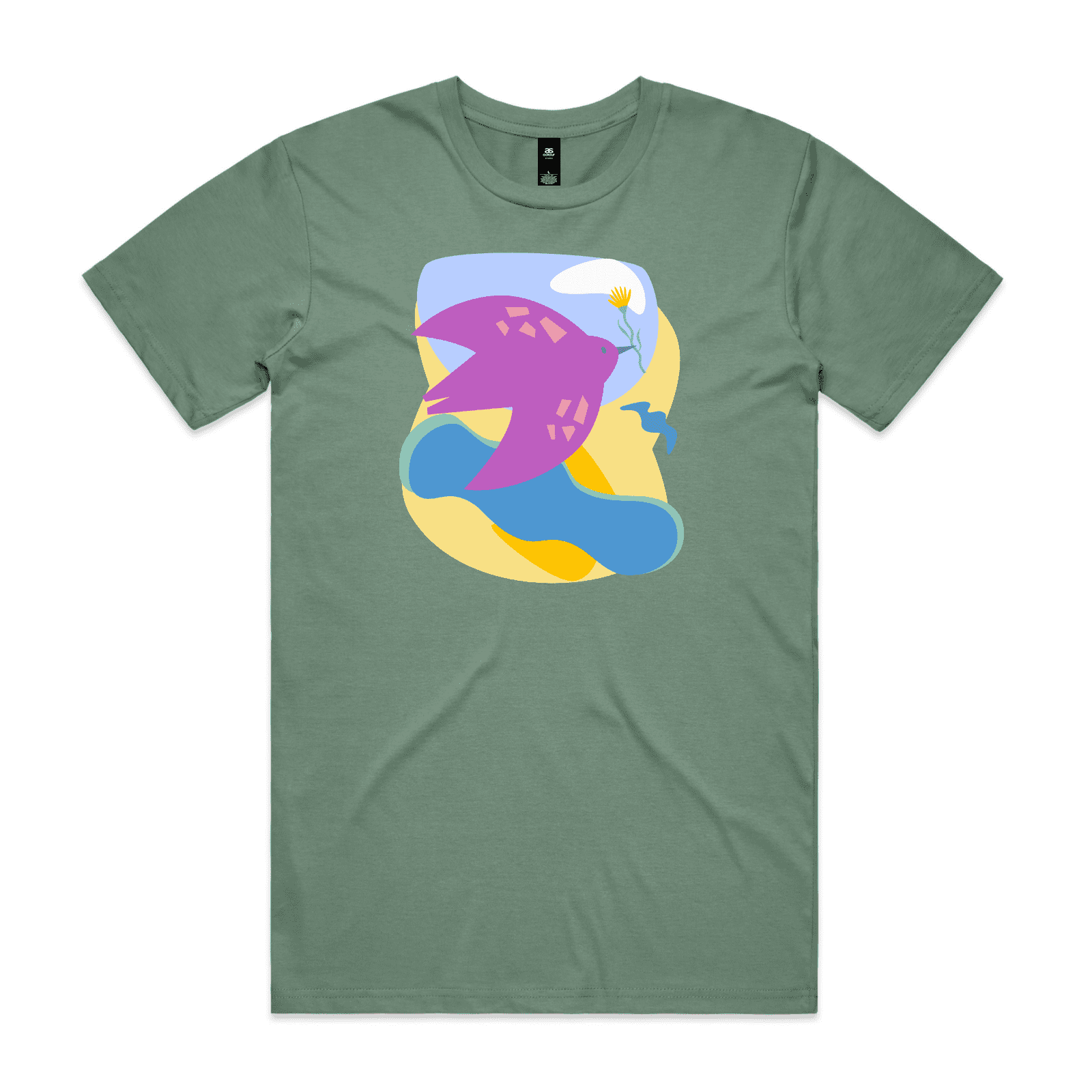 "River to the sea - peace" - men's t-shirt in sage - fthis