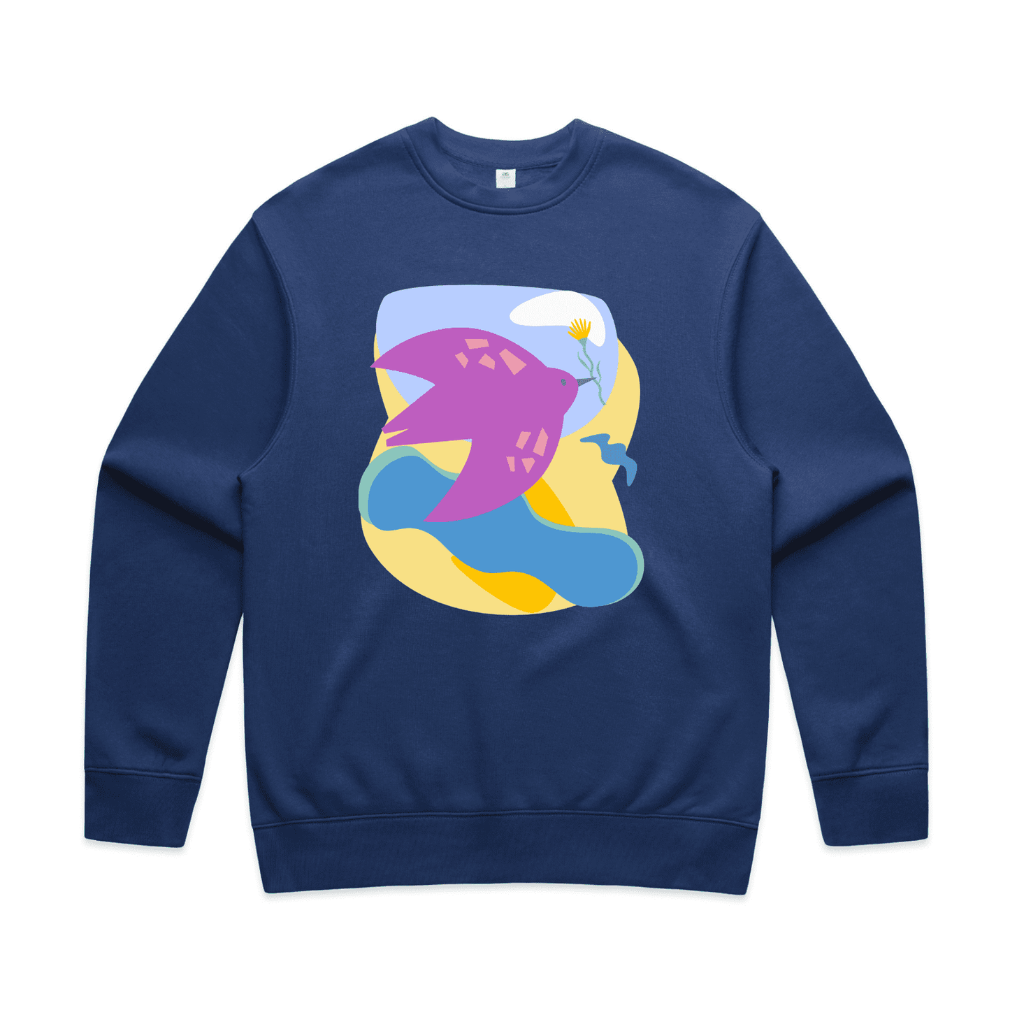 "River to the sea - peace" sweater - men's - on AS Colour Relax - cobalt - fthis