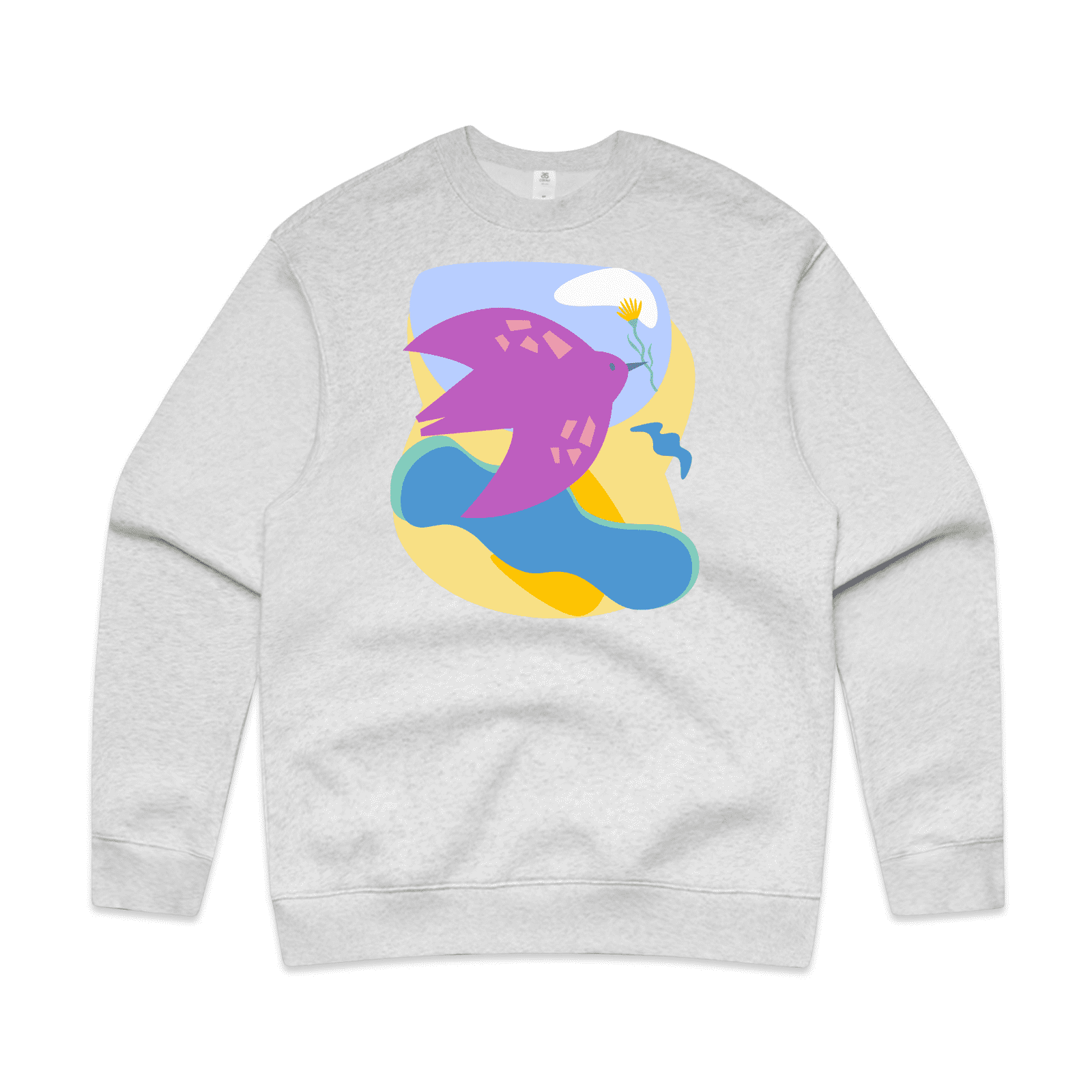 "River to the sea - peace" sweater - men's - on AS Colour Relax - white marle - fthis