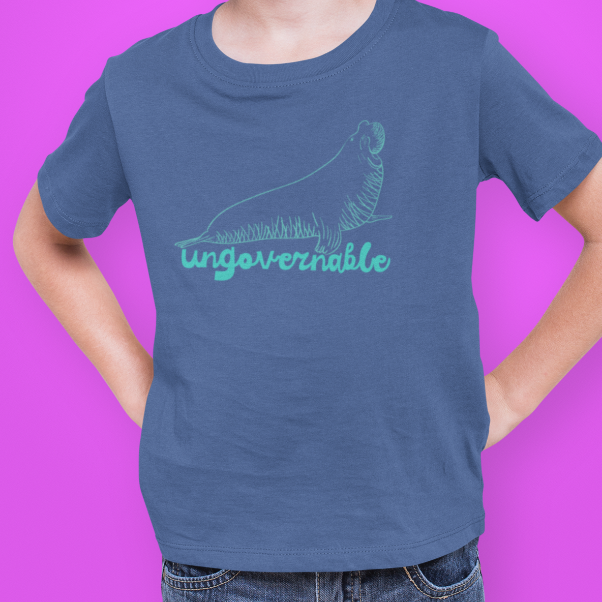 neil the seal for kids - ungovernable - mini graphic t-shirt
