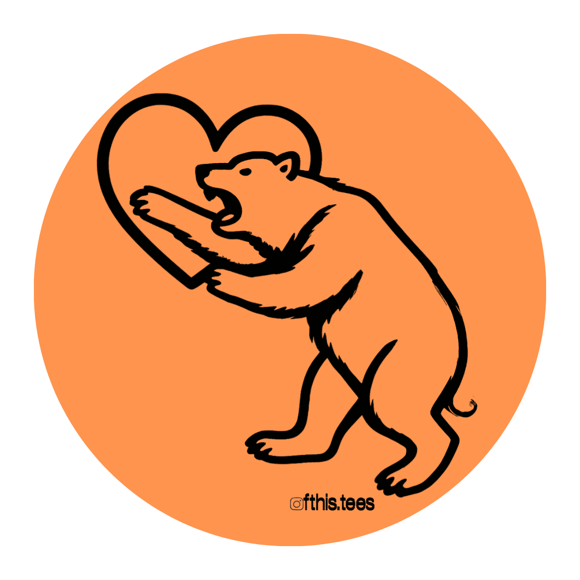 valentine bear feminist sticker, 5cm round — fthis