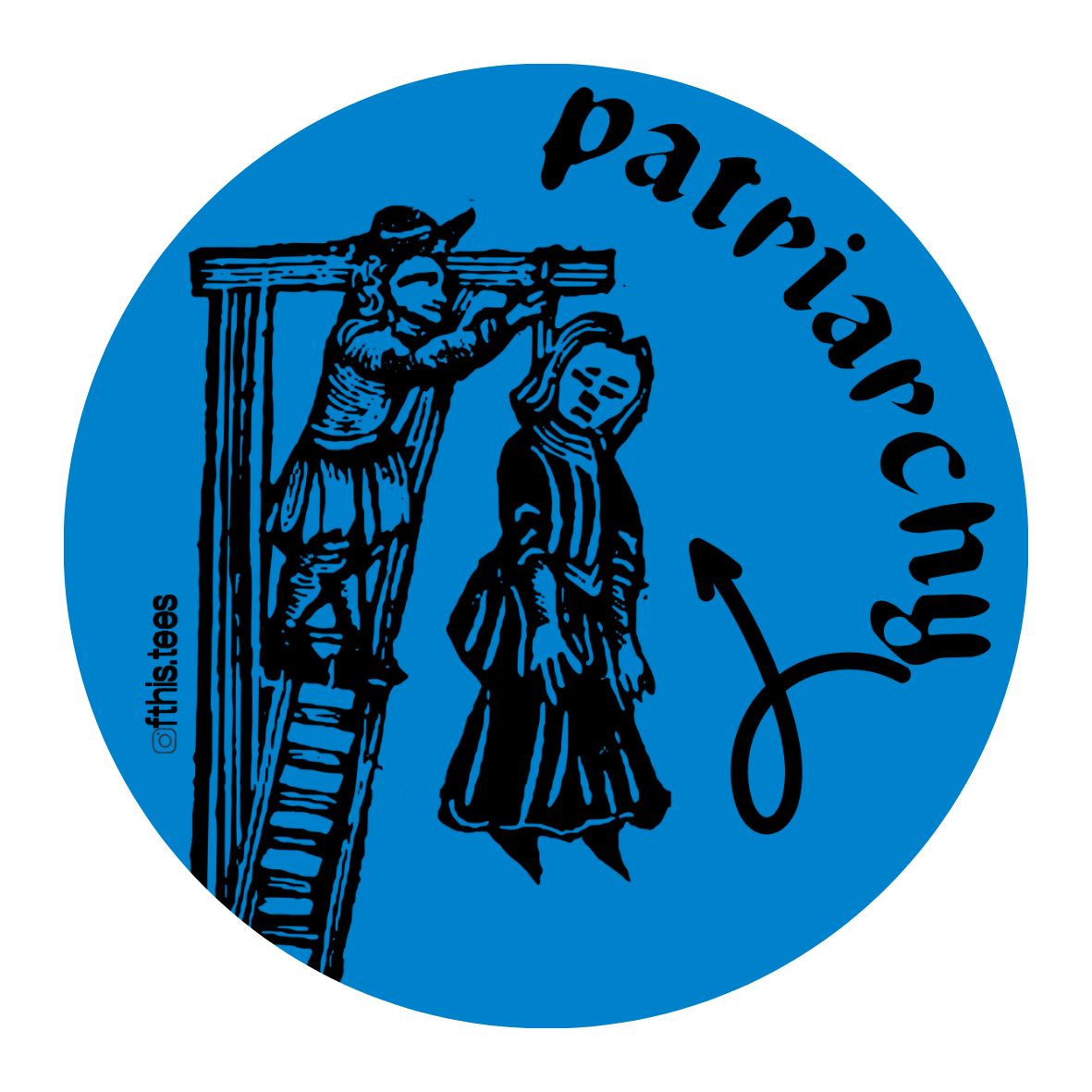 hang the patriarchy feminist sticker, 5cm round — fthis