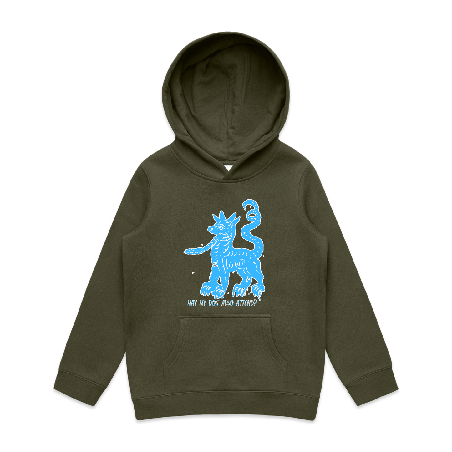 May my dog also attend witchy dog lover kids hoodie in army — fthis