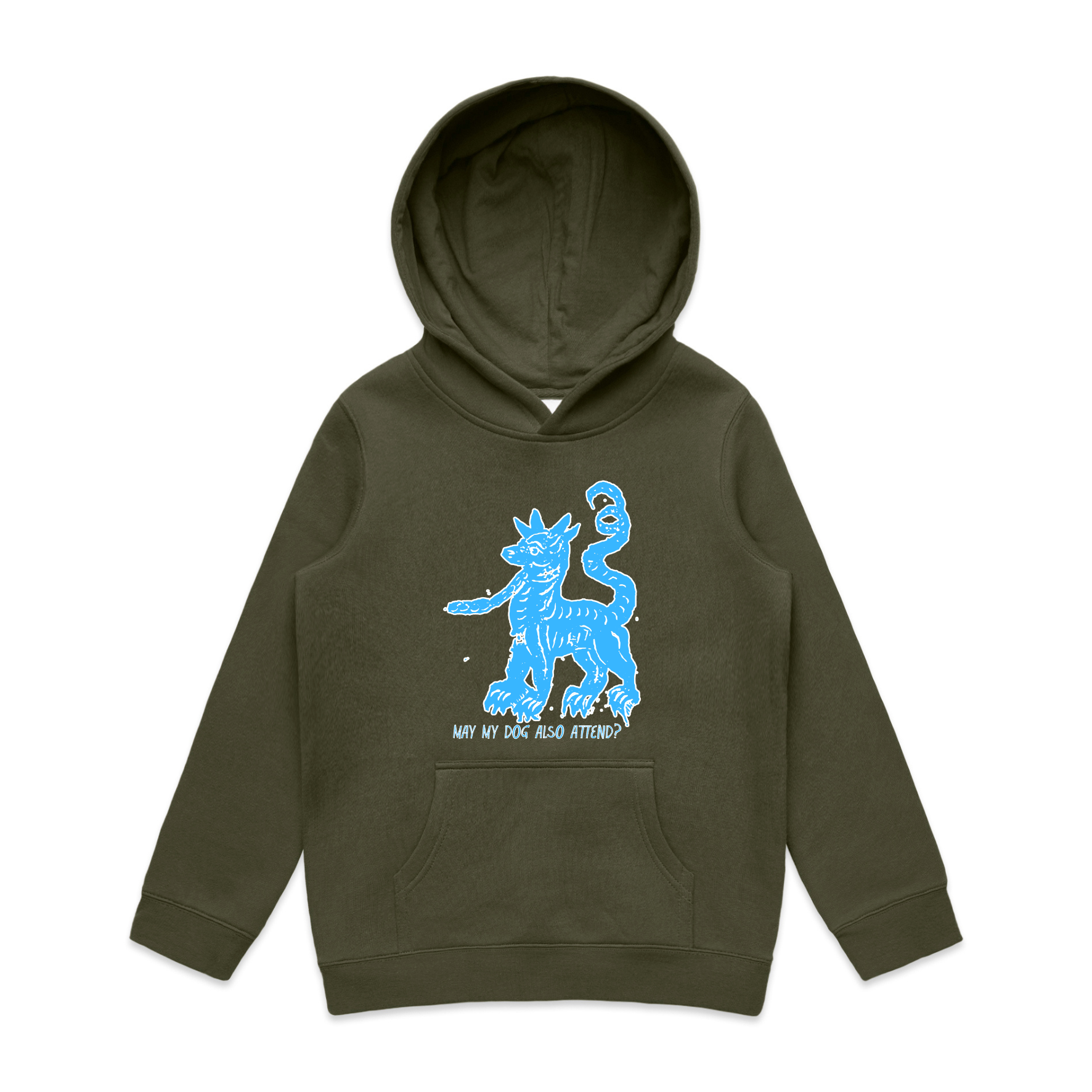 May my dog also attend witchy dog lover kids hoodie in army — fthis