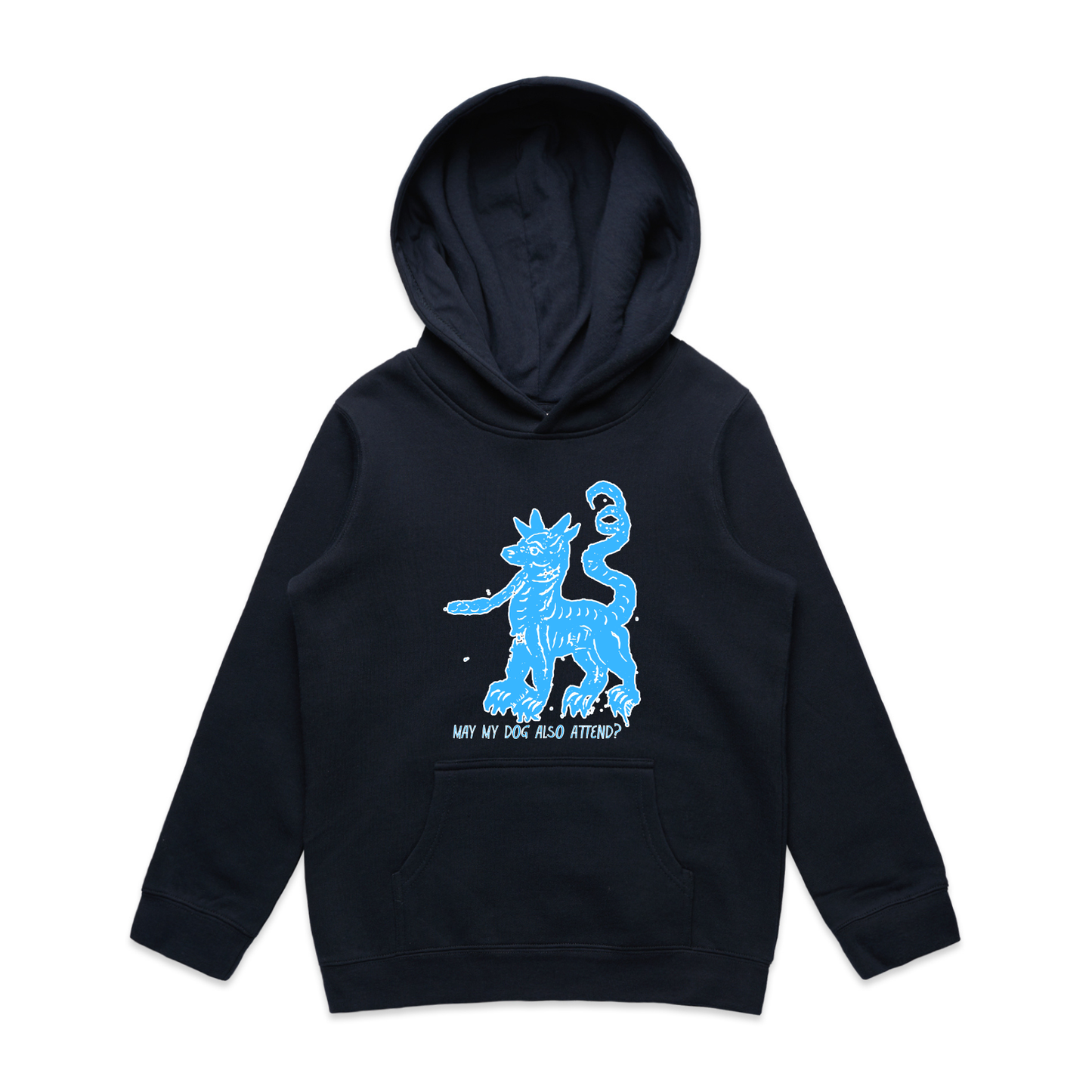 May my dog also attend witchy dog lover kids hoodie in navy — fthis