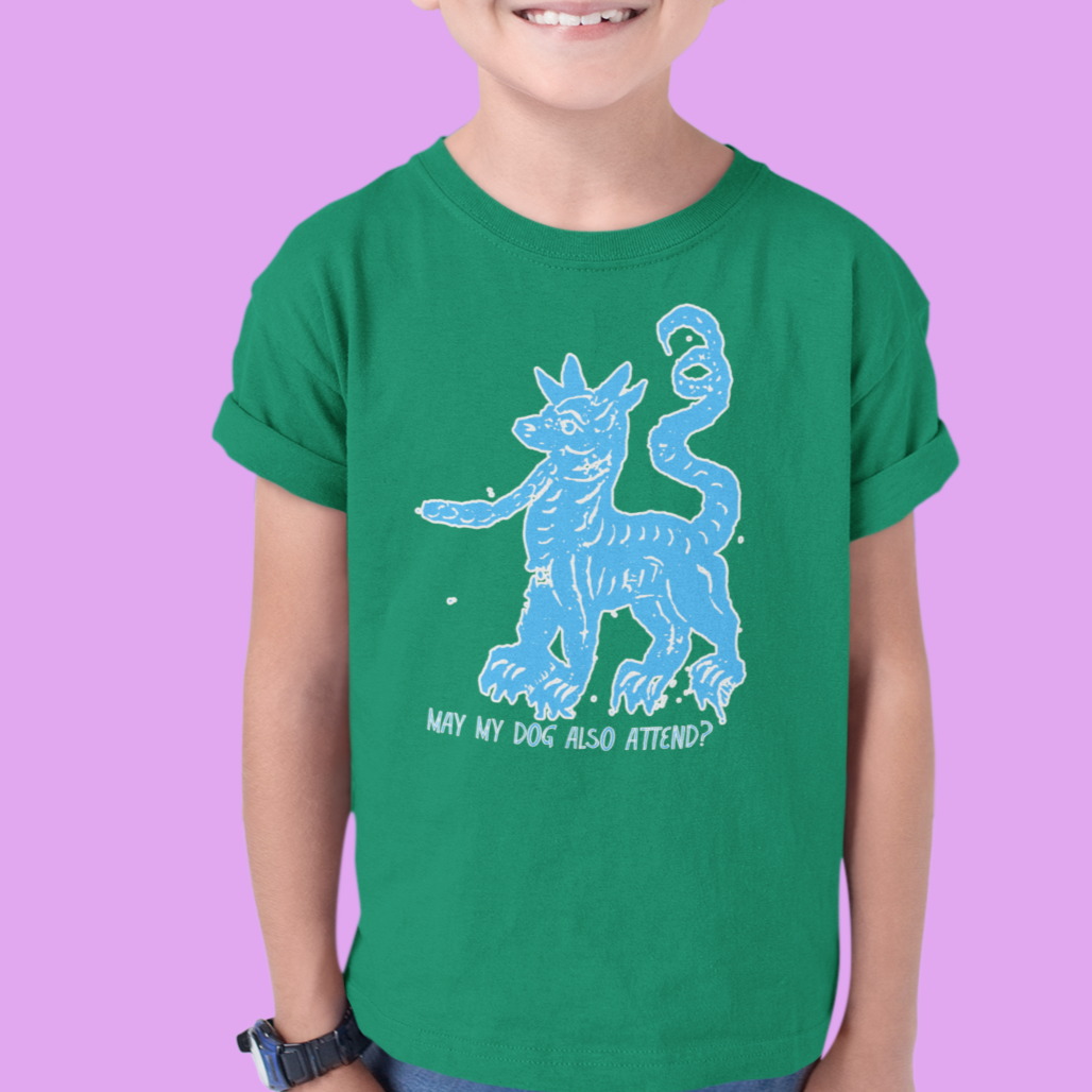 May My Dog Also Attend? | Witchy Dog Lover Kids T-Shirt