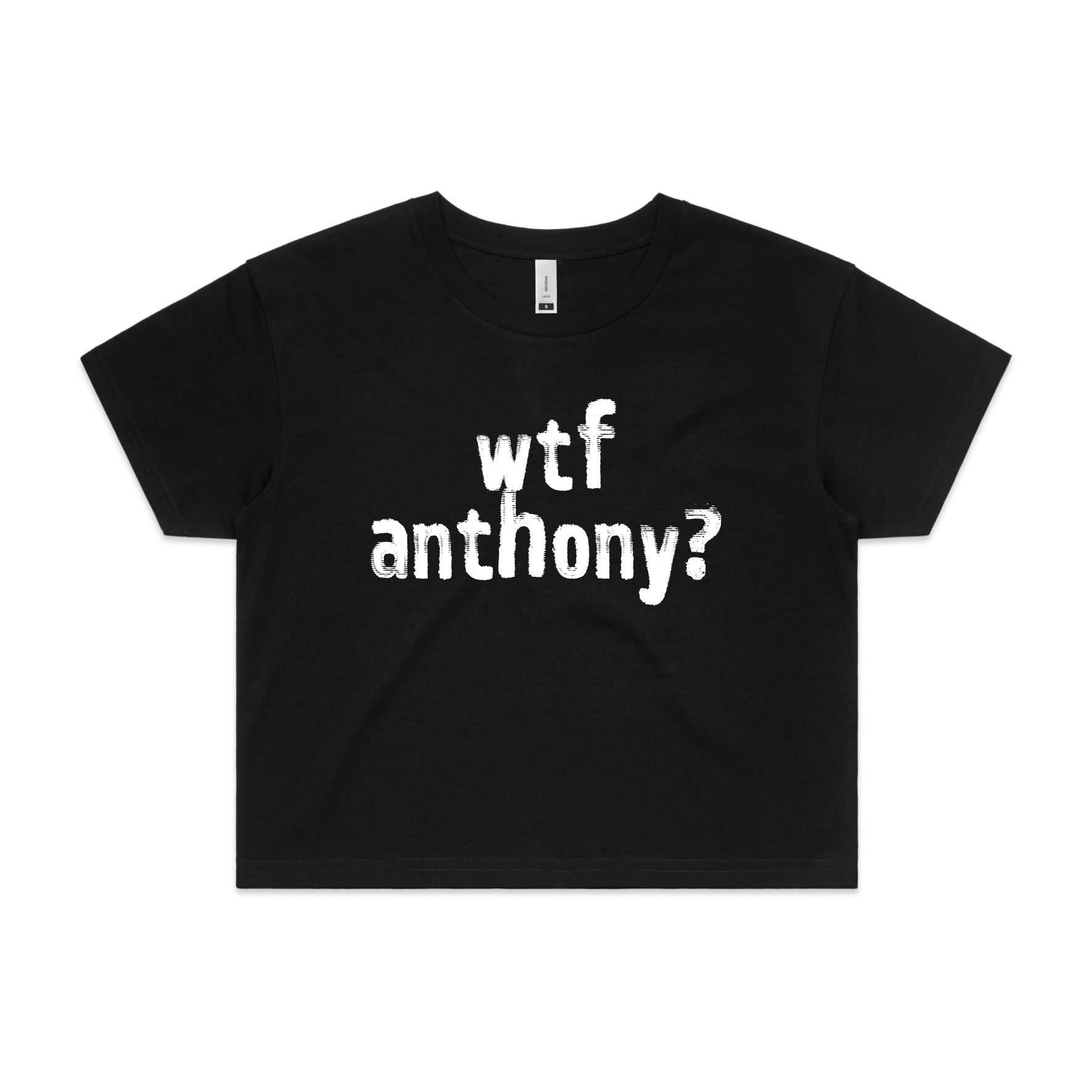 wtf anthony? political crop t-shirt in black — fthis